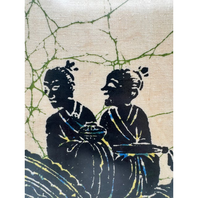 1970s Vintage Chinese Framed Batik Fabric Art-Horse Carriage "The Inspection Tour" For Sale - Image 5 of 12