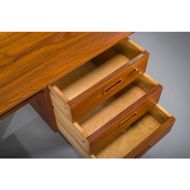 Mid-Century Danish Freestanding Teak Desk with Raised Lip Edge, 1960s For Sale - Image 18 of 18