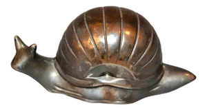 Vintage Silver Plate Snail Salt / Spice Dish With Glass Inlay