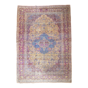 Late 19th Century Fine Antique Silk Kashan Rug 7'4'' X 10'4''