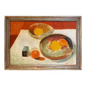 1974 French Impressionist Abstract Still-Life Painting by Farmor