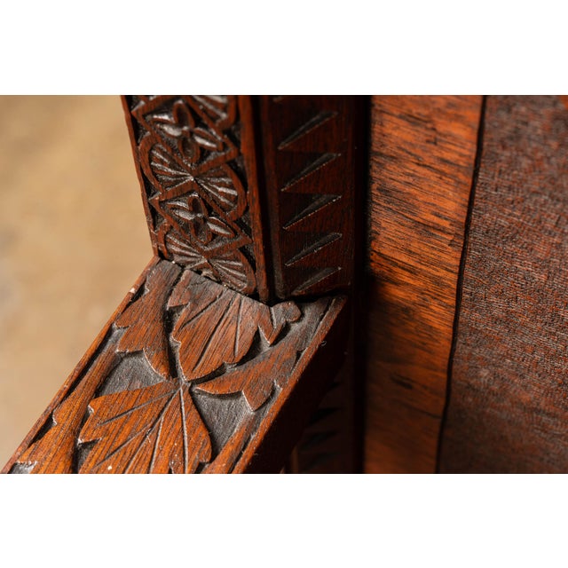 1880 Victorian Carved Mahogany Open-Back Monogram Armchair For Sale - Image 13 of 15
