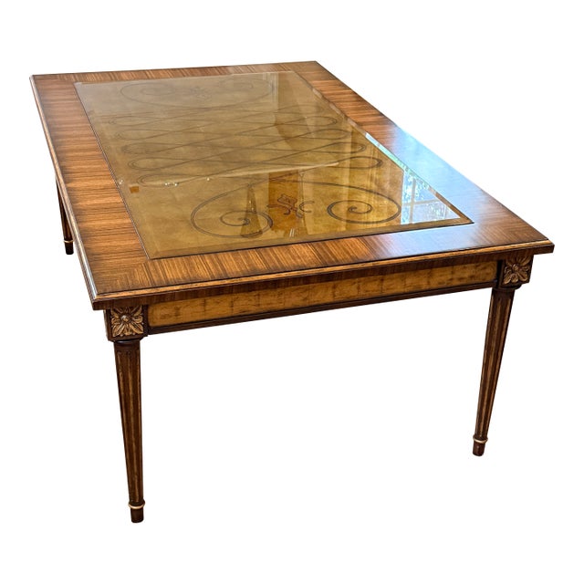 Maitland Smith Eglomise Glass Coffee Table For Sale