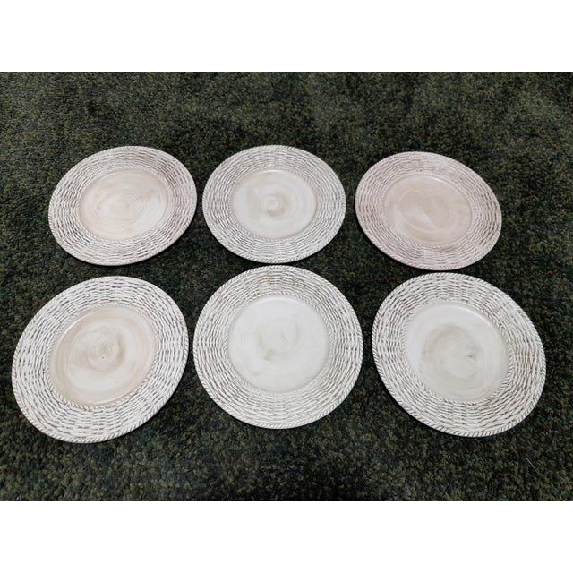 Fitz and Floyd 1980s Fitz and Floyd Basketweave Charger Plates- Set of 8 For Sale - Image 4 of 10