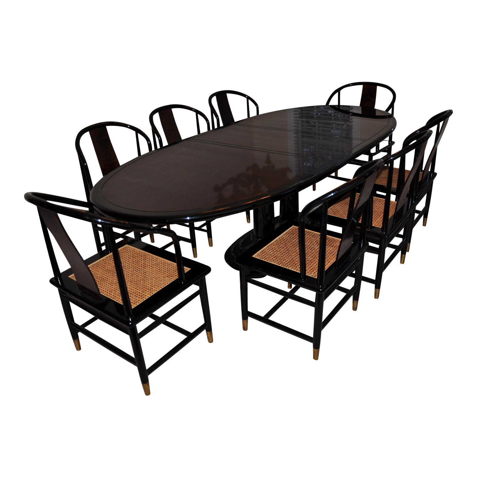 Henredon Black Lacquer Dining Set 9 Pieces Chairish