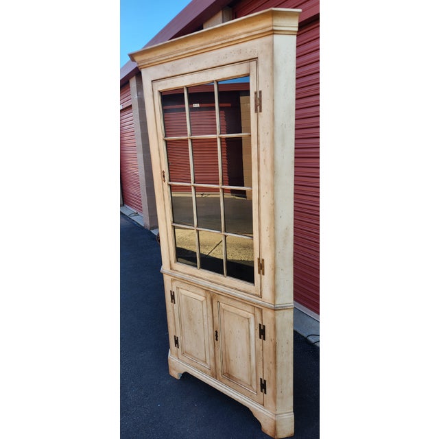 French Country Henkel Harris Illuminated Corner Cabinet For Sale - Image 3 of 13