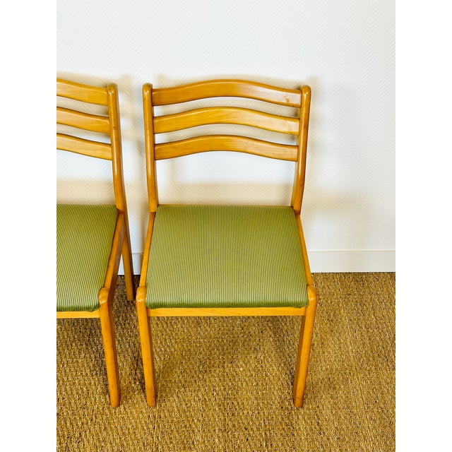 Vintage Beechwood and Green Corduroy Dining Chairs, 1960s, Set of 4 For Sale - Image 13 of 18