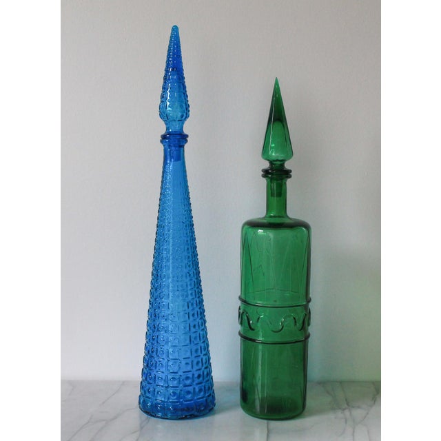 Glass Vintage Italian Empoli Green Art Glass Decanter For Sale - Image 7 of 9