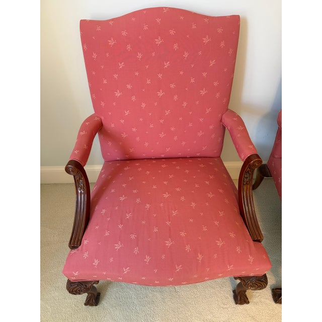 Wood Pair of 2 Hickory Chair Gainsborough Mahogany Armchairs 1995 For Sale - Image 7 of 9
