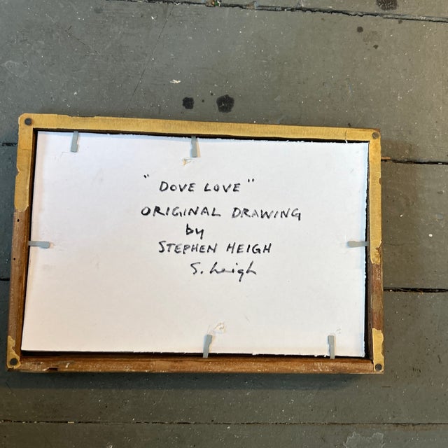 Contemporary Original Dove Pencil Drawing by Stephen Heigh “Dove Love” For Sale - Image 4 of 4