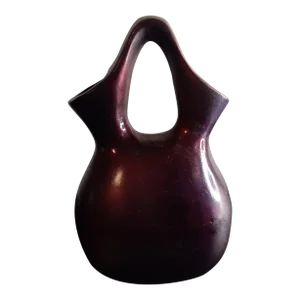1960s Pueblo Ceramic Purple Iridescent Wedding Vase Made in Mexico