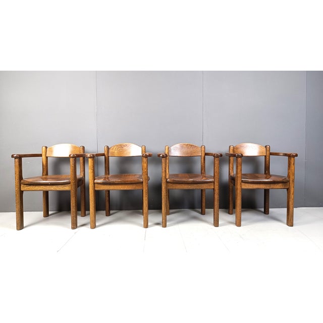 Wood Vintage Belgian Wooden Armchairs, 1970s, Set of 4 For Sale - Image 7 of 10