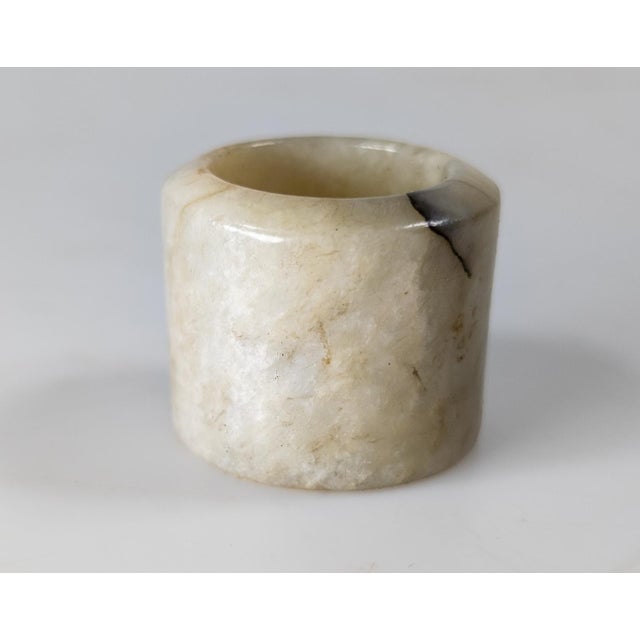 Chinese 19th Century or Earlier Chinese Celadon Gray Nephrite Jade Archer's Ring For Sale - Image 3 of 12