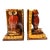 Vintage Ceramic Great Horned Owl Bookends – Red Glaze Sculptural Pair For Sale