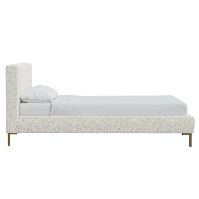 Transitional Norah Platform Bed in Natural Faux Sheepskin, California King For Sale - Image 3 of 6