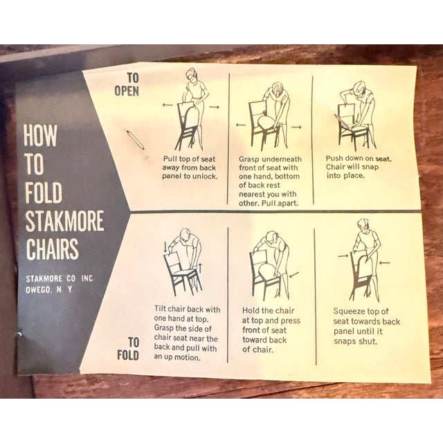 Vintage Mid-Century Stakmore Cane Back Folding Chairs, Set of 6 For Sale - Image 10 of 11