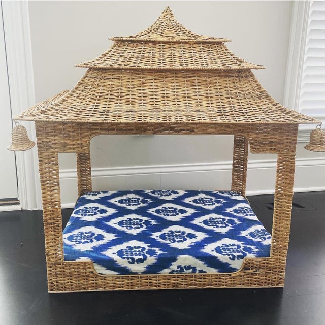 Modern Chinoiserie Pagoda Style Wicker Pet or Dog Bed Chairish