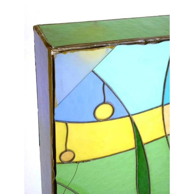 Metal Italian Modernist Stained Glass Art, 1960s For Sale - Image 7 of 9