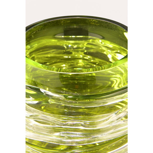 Tamtam Honey Vase in Crystal and Green Glass, 1990s For Sale - Image 4 of 10