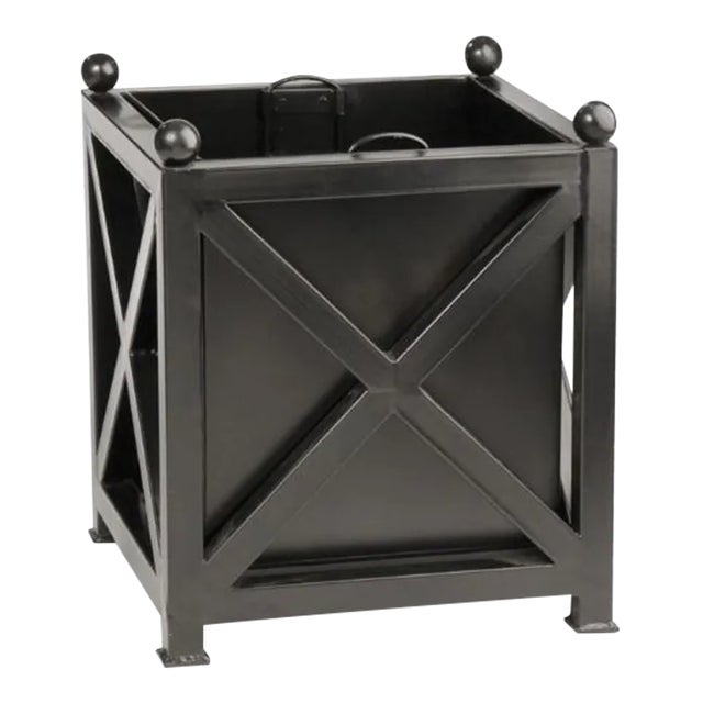 Black Metal Paris Square Planter For Sale