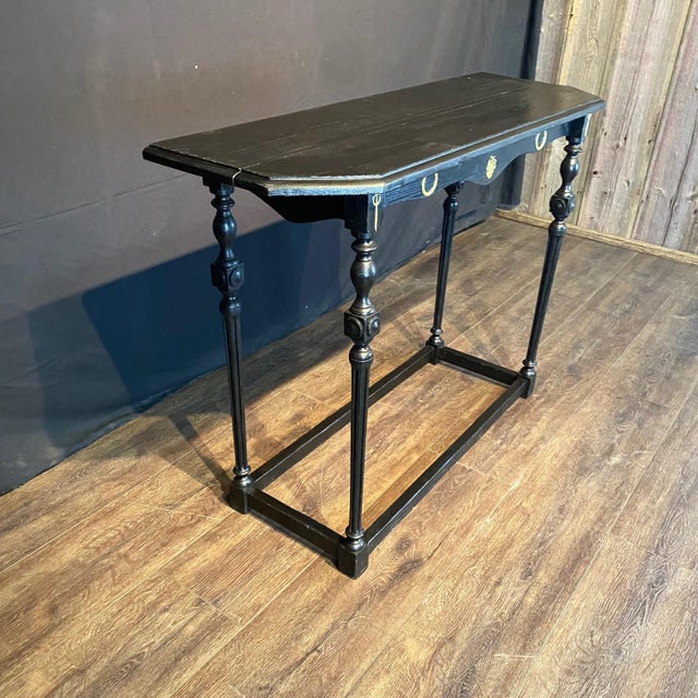 Ebonized Wood Spanish Sofa Table or Console With Turned Legs For Sale - Image 10 of 12
