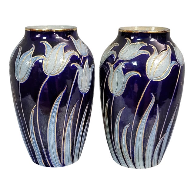 Alsatian Stoneware Tulip Vases by Hubert Krumeich-Remmy-Betschdorf, Set of 2 For Sale