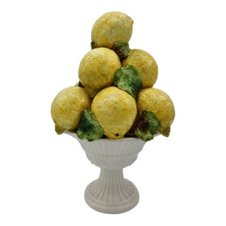 Italian Mid-Century Majolica Lemons & Leaves Topiary For Sale