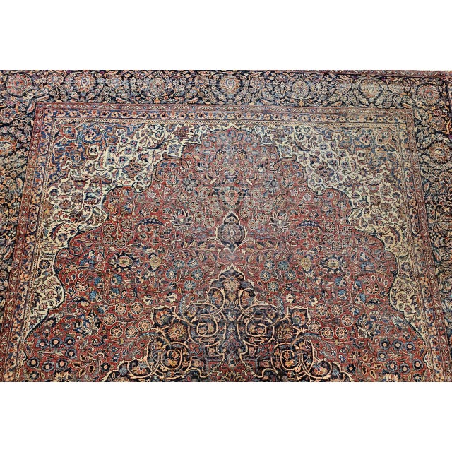 Early 20th Century Persian Kashan Rug, Hand-Knotted Wool, Floral Pattern, Rust & Ivory, 8x10 For Sale - Image 16 of 18