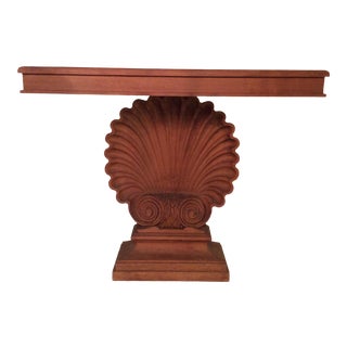 Nautical Edward Wormley Style Shell Hall Table in Raw Mahogany For Sale