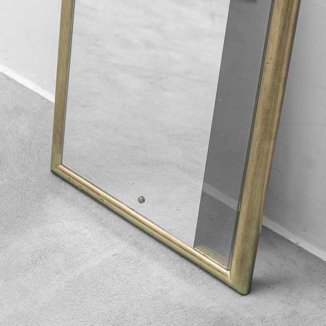 Metal Wall Mirror with Brass Frame, 1970s For Sale - Image 7 of 8