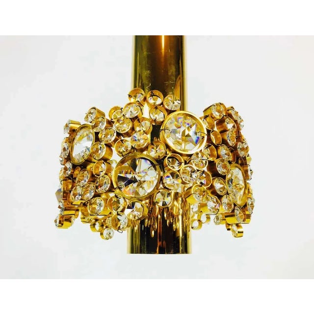 Metal Gilt Brass and Crystal Glass Chandelier by Palwa, Germany, 1970s For Sale - Image 7 of 13