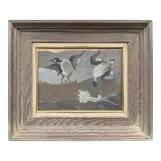 Naive Common Goldeneye Oil on Canvas Painting For Sale