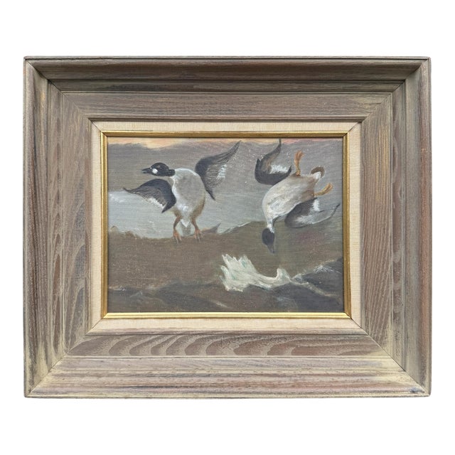 Naive Common Goldeneye Oil on Canvas Painting For Sale