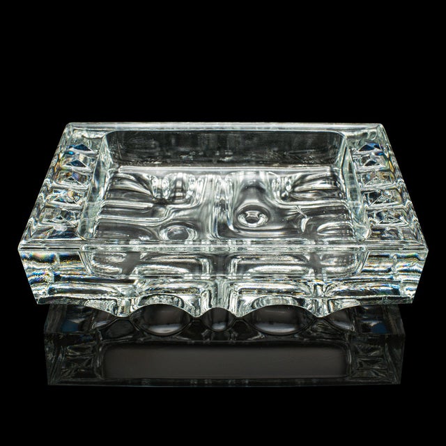 This is a vintage cigar ashtray. A Czech, Bohemian art glass decorative tray, dating to the late 20th century, circa 1970....