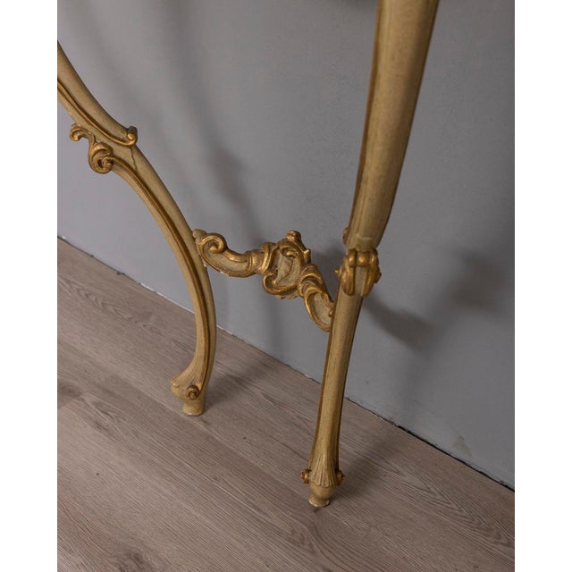 Cream Baroque Style Wall Console in Gilded Wood and Onyx, 1890s For Sale - Image 8 of 11