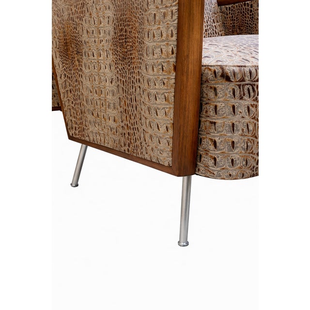 1960s Diamond Back Croc-Embossed Mid-Century Lounge Chairs For Sale - Image 11 of 11