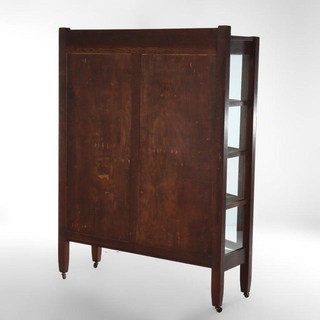 Antique Arts & Crafts Mission Oak 2-Door Bookcase After Stickley C1920 For Sale - Image 18 of 18