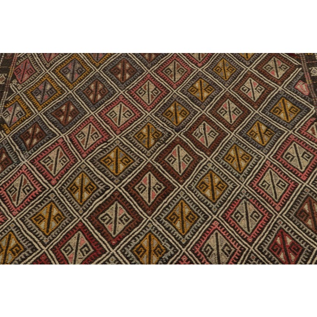 Rug & Kilim Vintage Cecim Kilim Tribal Rug in Beige-Brown, Multicolor Geometric Pattern For Sale - Image 4 of 7