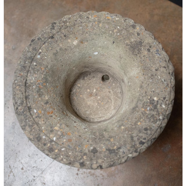 English Garden Stone Urn or Planter Pot on Square Plinth Base For Sale - Image 10 of 10