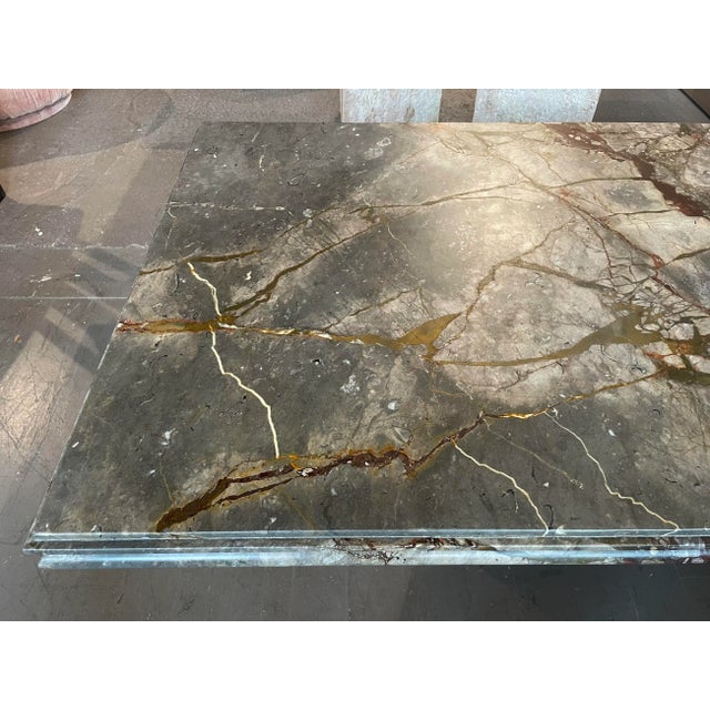 Stone 1980s Postmodern Vintage Emperado Honed Marble Dining Table For Sale - Image 7 of 13