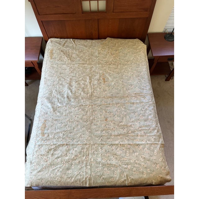 Antique Handmade Blue Silk Velvet Needlepoint Embroidery Painted Crazy Quilt For Sale - Image 9 of 9