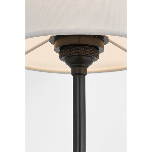 Hulton 17" Cordless Single Sconce in Bronze with Linen Shade Designer: Thomas O'Brien Finish: Bronze Height: 17" Width:...