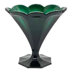 19th Century Biedermeier Emerald Cut Crystal Oval Octagonal Vase