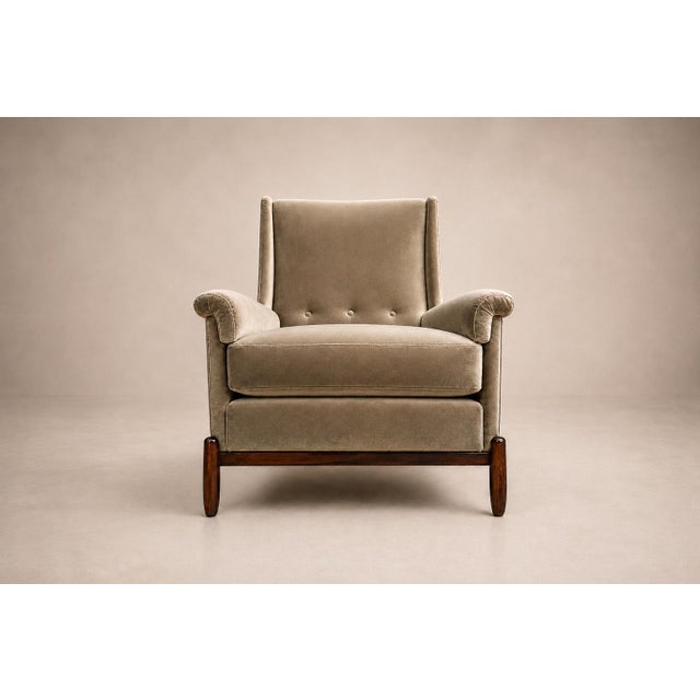 Jorge Jabour Pair of Club Armchairs in Brazilian Rosewood and Sage Mohair, Brazil, 1960s For Sale - Image 10 of 18