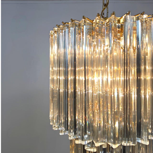 Metal Italian Murano Glass Waterfall Chandelier from Venini, 1960s For Sale - Image 7 of 9