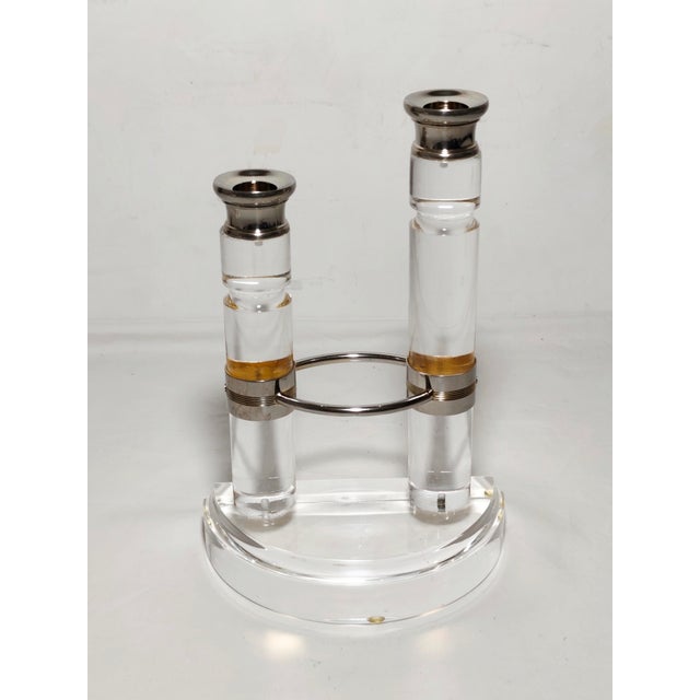 1980s Vintage Spanish Acrylic and Metal Chandelier, 1970s For Sale - Image 5 of 9