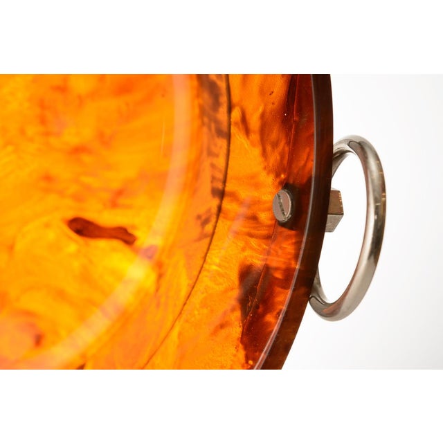 Italian Large Faux Tortoise Shell Bowl With Chrome Handles, 1970s ...