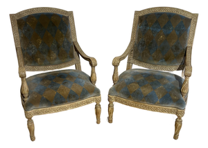 Pair Dennis & Leen / Formations Carved Italian Chairs #Ch-03