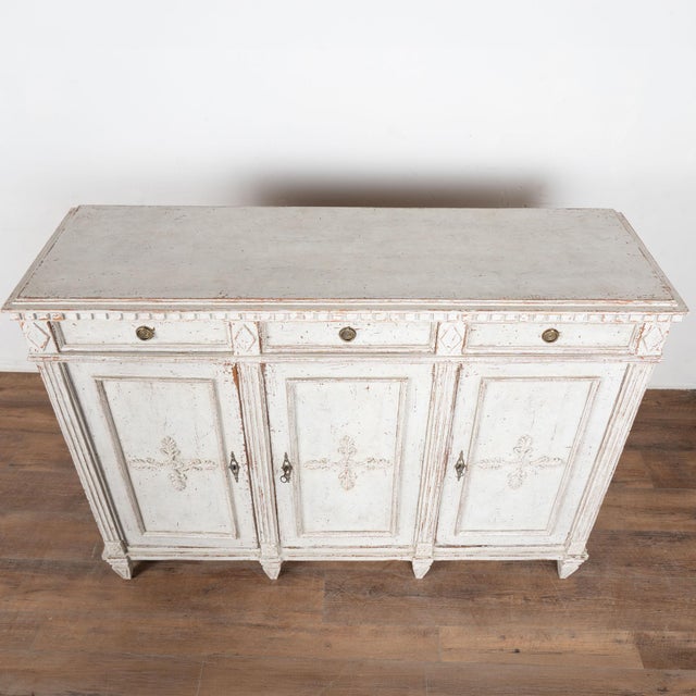 19th Century Swedish White Painted Gustavian Tall Sideboard For Sale - Image 4 of 18