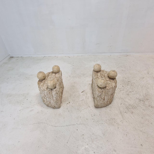 Mactan Stone Coffee or Fossil Stone Table by Magnussen Ponte, 1980s For Sale - Image 14 of 17